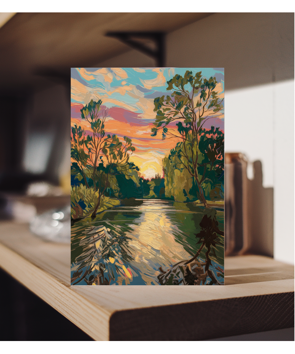 Impressionist River Oil painting Card