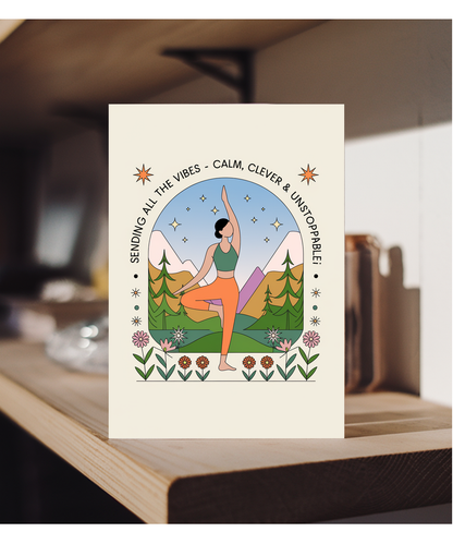 Yoga Card Sending All the Vibes Calm, Clever & Unstoppable