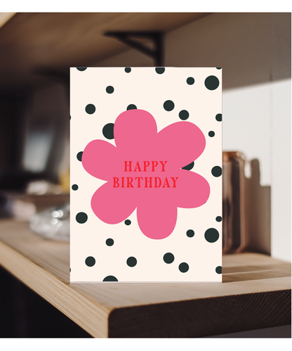 Happy Birthday card polka dot flower