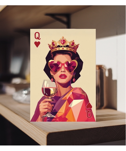 Birthday queen of hearts and wine