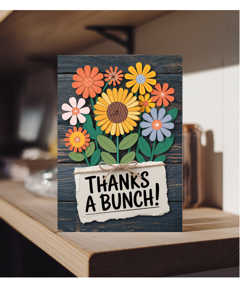 Thanks a Bunch Card floral illustration Hand-drawn