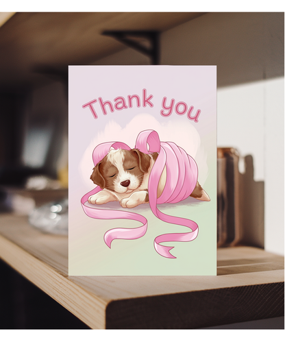 Thank You - Puppy with a Ribbon