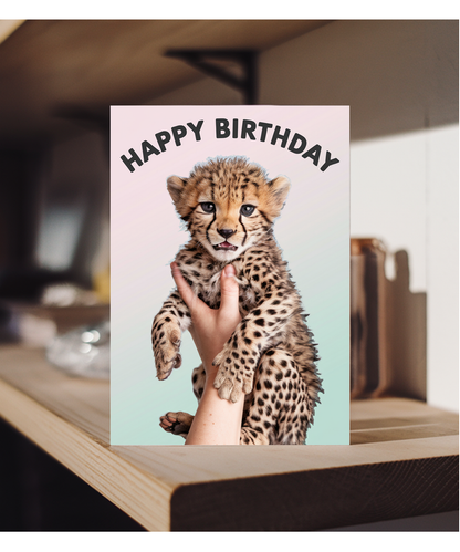Birthday card Miniture cheetah cute funny