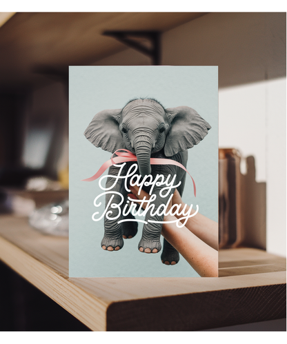 Birthday card Mini Elephant cute funny