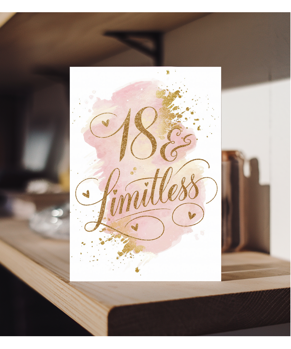 18th Birthday Card Limitless for girl