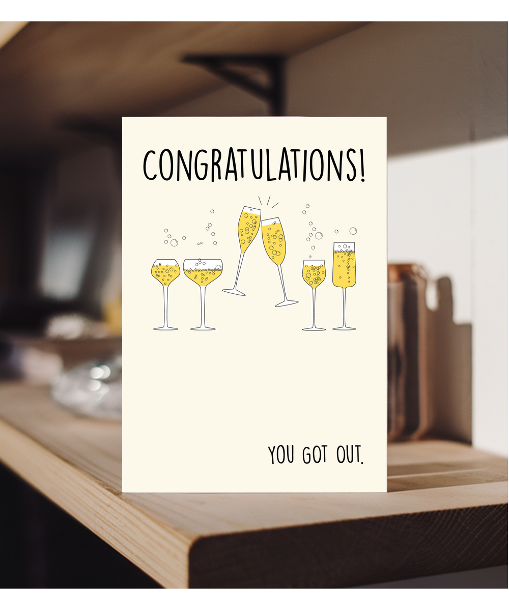 Funny Goodbye Card for Coworker You Got Out Joke