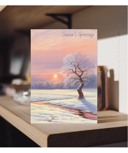 Christmas Card Seasons Greetings Winter Wonderland Watercolour Landscape