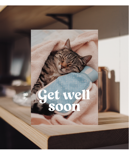 Get Well Soon with Cat with a Hot Water Bottle