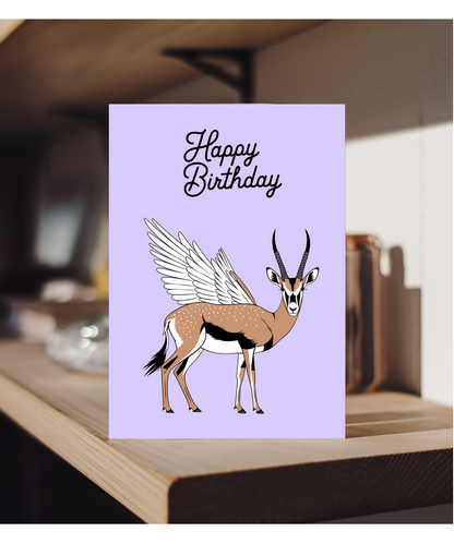 Birthday Card Springbok With Wings