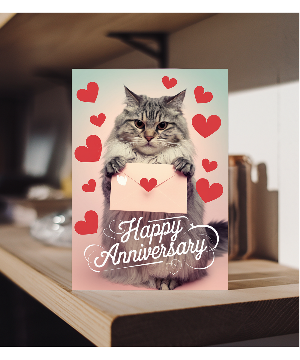 Happy Anniversary with Cat with a Love Letter