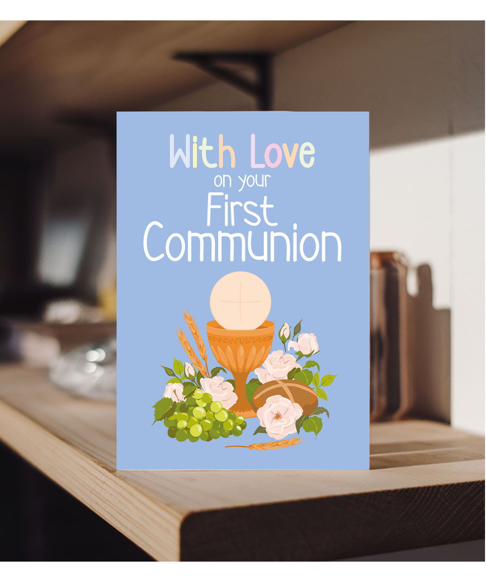 Childrens First Holy Communion Card with Love for Daughter and Son