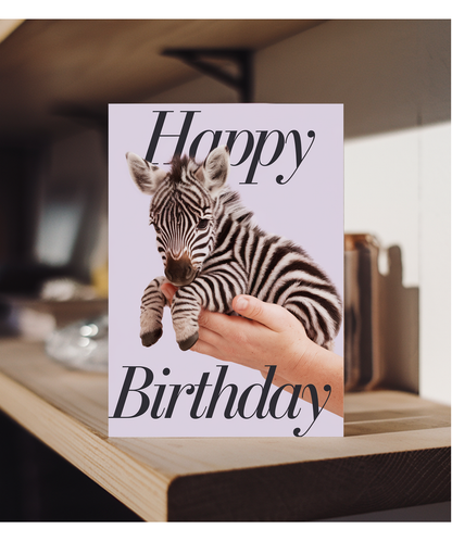 Birthday card Miniture Zebra cute funny