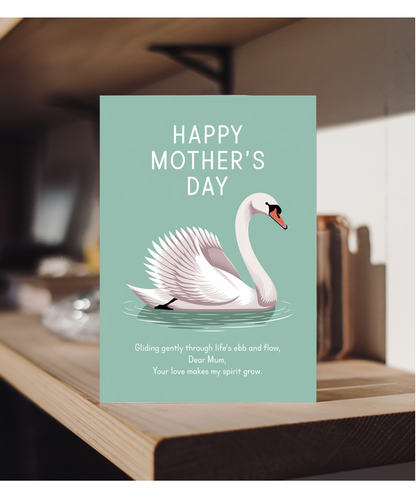 Mothers Day Card Swan Dear Mum Traditional poem