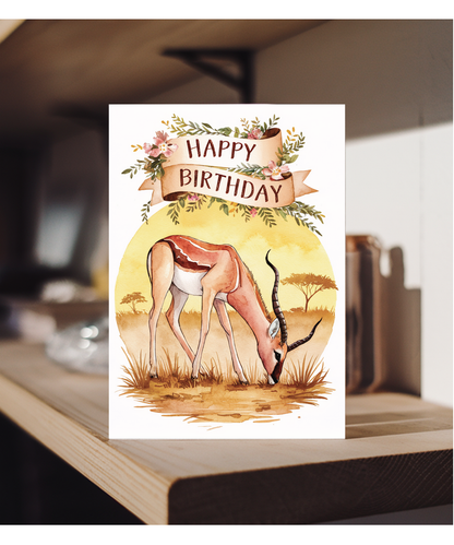 Happy Birthday cute impala watercolour