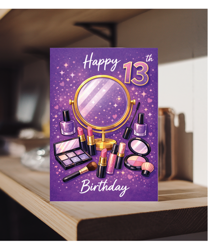 Glam Girl 13th Birthday Card for Makeup Lover Daughter or Niece