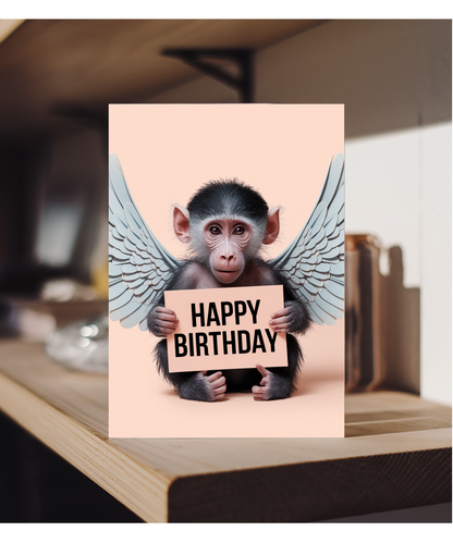 Birthday Card Chimp wings