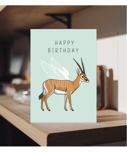 Birthday card antelope With Wings