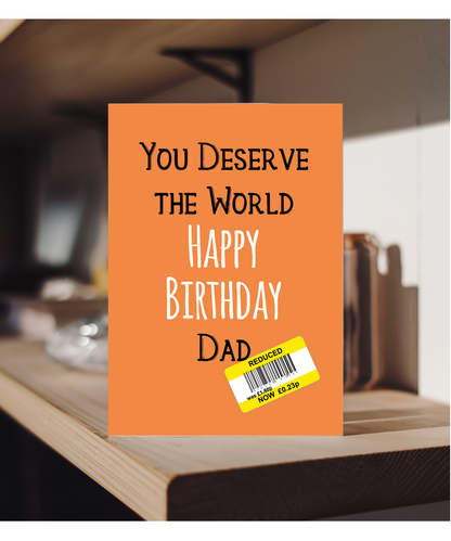 Funny Birthday Card for Dad Reduced Price Joke