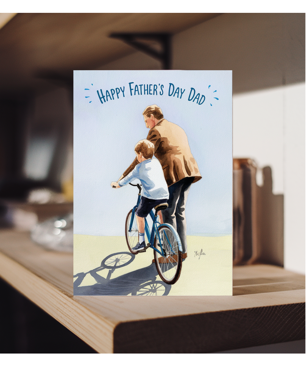Happy Fathers Day Teaching Son to Cycle