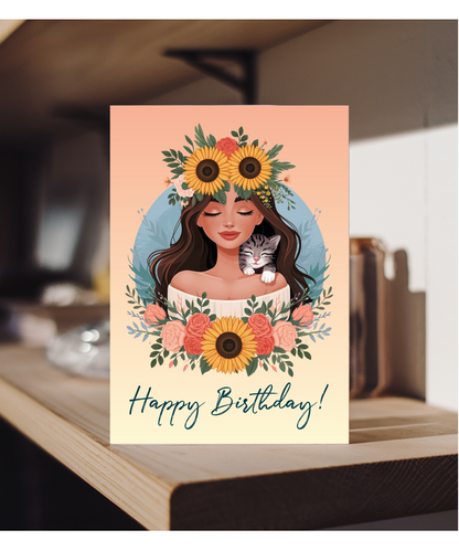 Happy Birthday Girl with Flower Crown