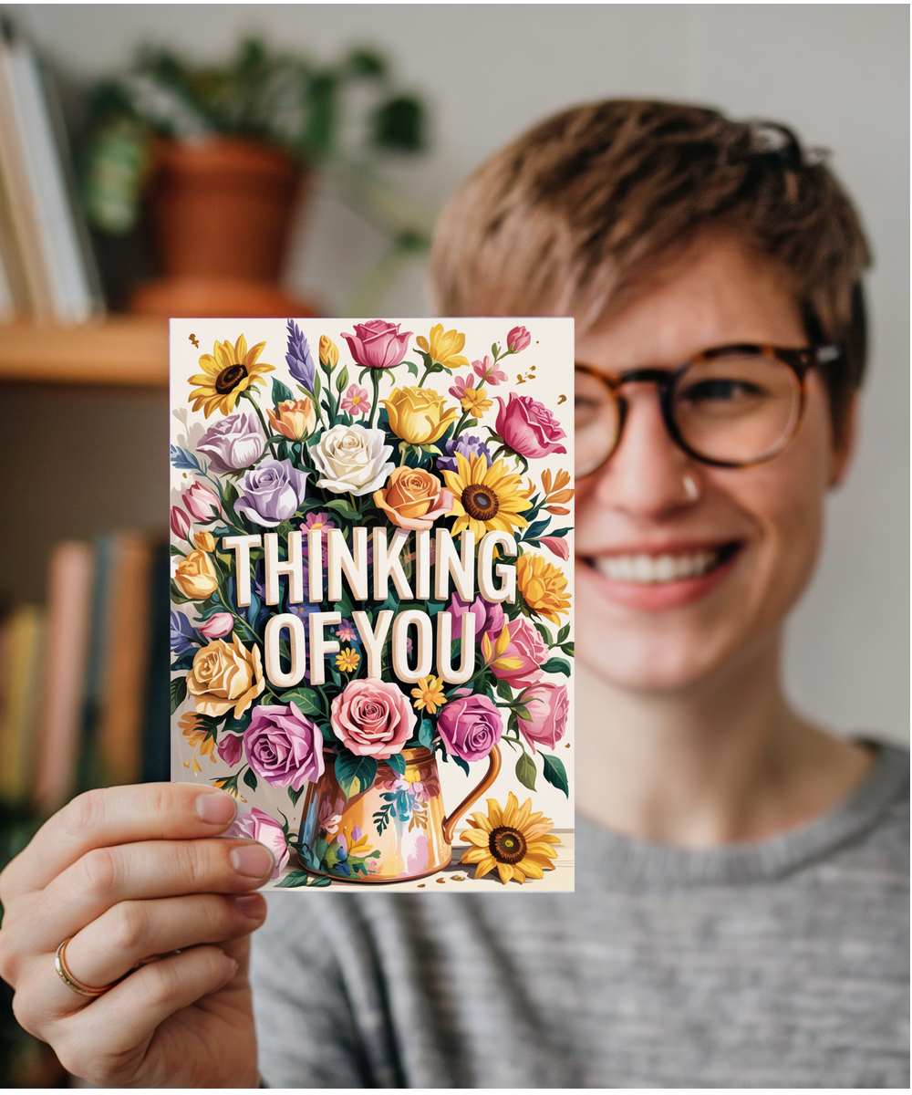 Thinking of You Card with Artistic Bouquet for Loved Ones