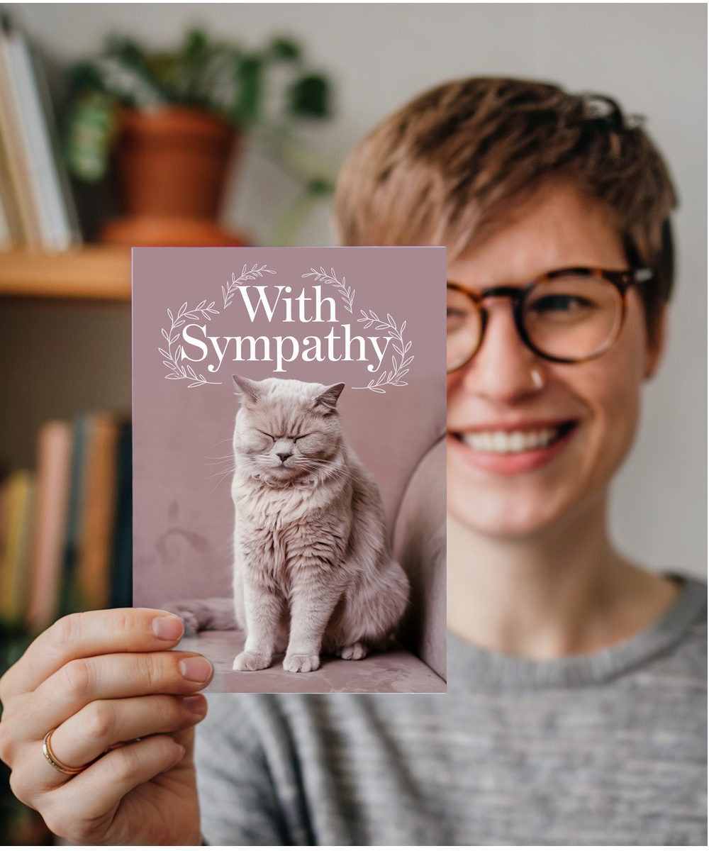 Sympathy with Cat Sitting Quietly