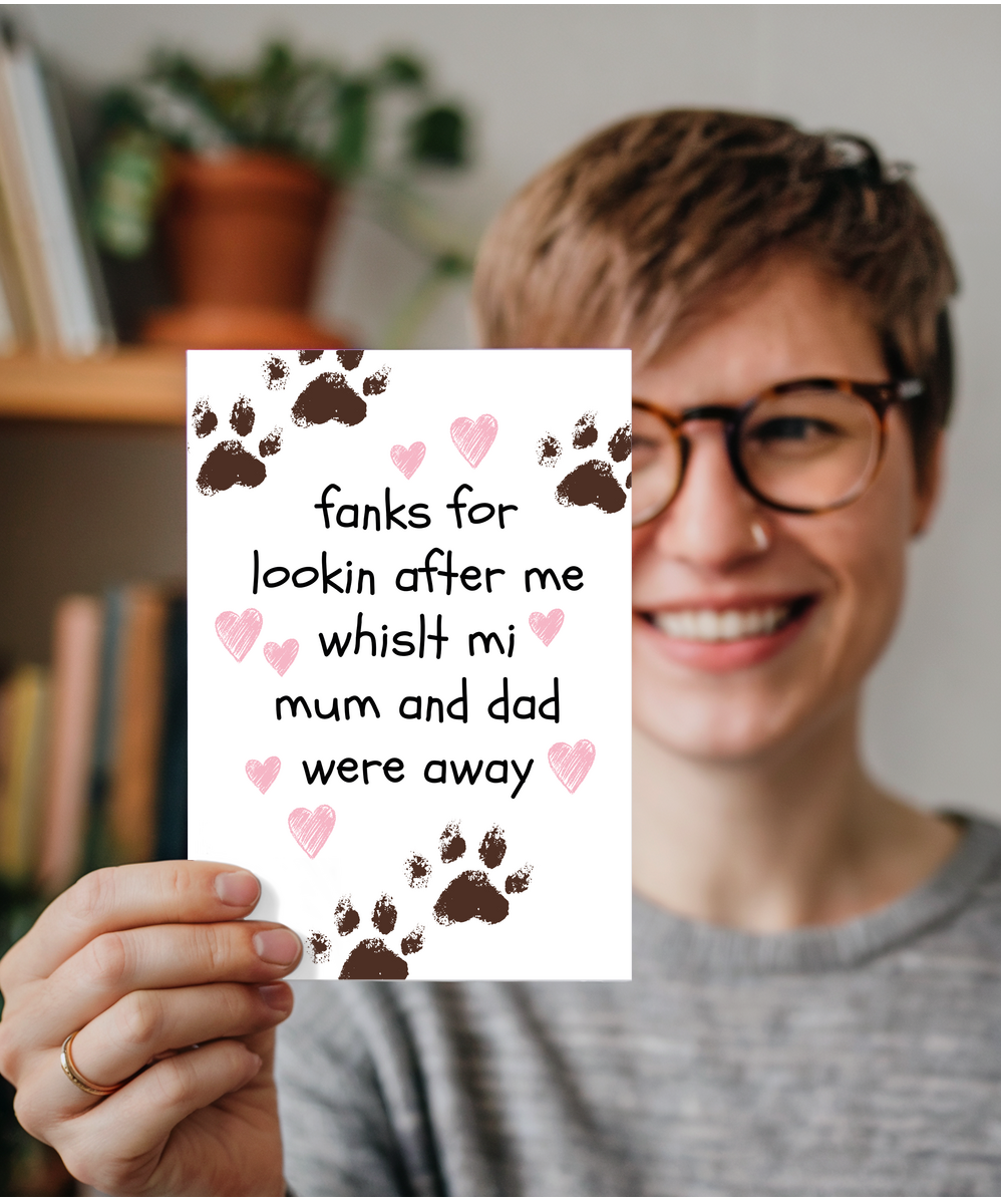 Funny Pet Sitter Thank You Card from the Dog