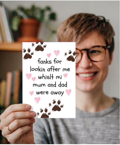 Funny Pet Sitter Thank You Card from the Dog
