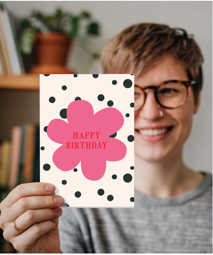 Happy Birthday card polka dot flower