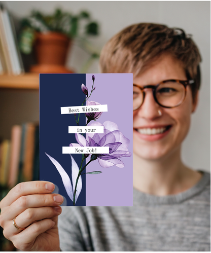 Best Wishes in Your New Job Card for Her with Professional Floral Design