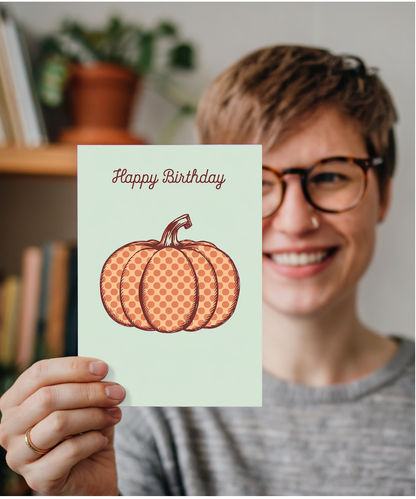 Happy Birthday card pumpkin Kusama style