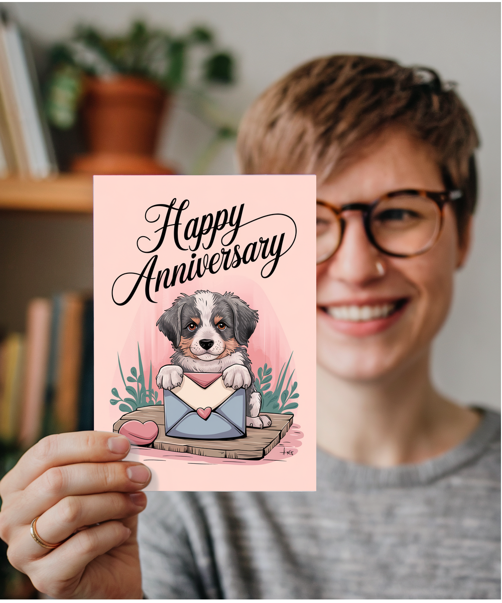Happy Anniversary - Puppy with a Love Letter