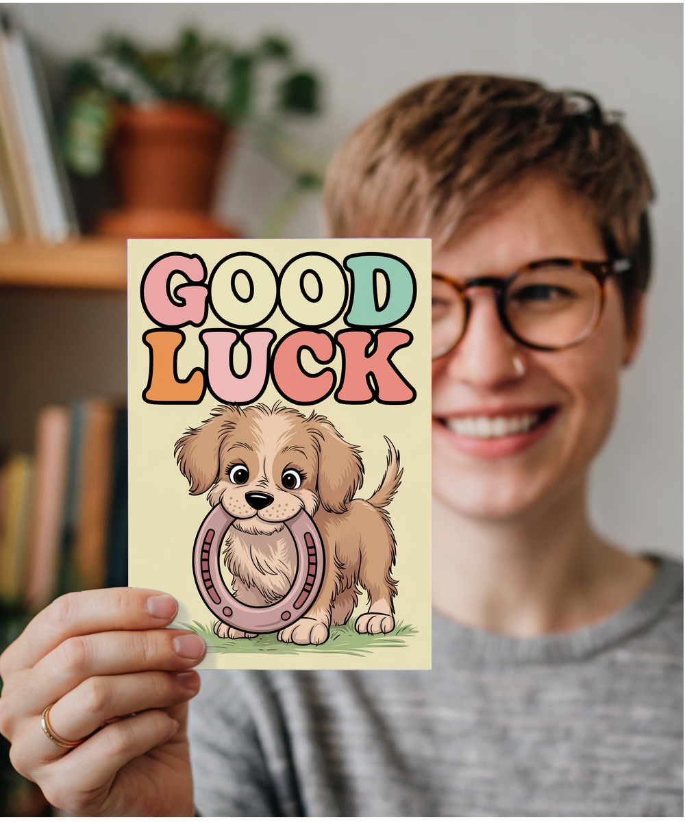 Good Luck - Puppy with a Horseshoe