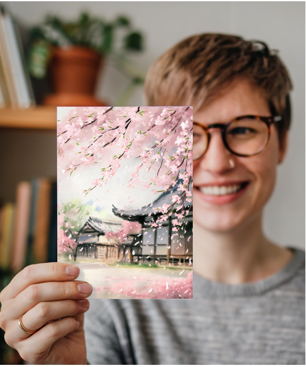 watercolor painting of cherry blossoms in full bloom
