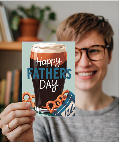 Father's Day card Beer and Pretzels