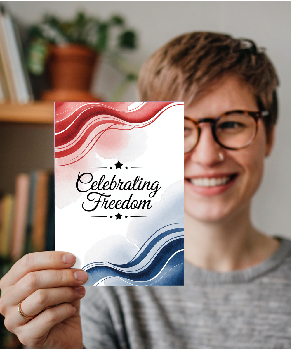 celebrating freedom Watercolour red and blue