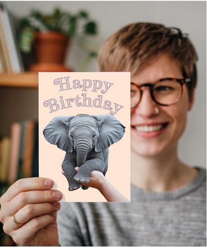 Birthday Card Miniture Elephant cute funny