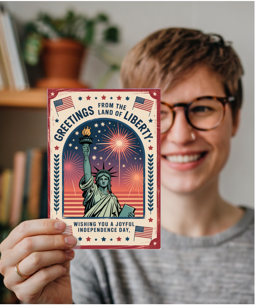 Greetings from the land of liberty frame