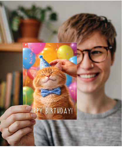 Happy Birthday Ginger Party Cat