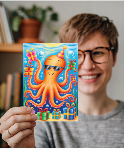 Kids birthday octopus with gifts
