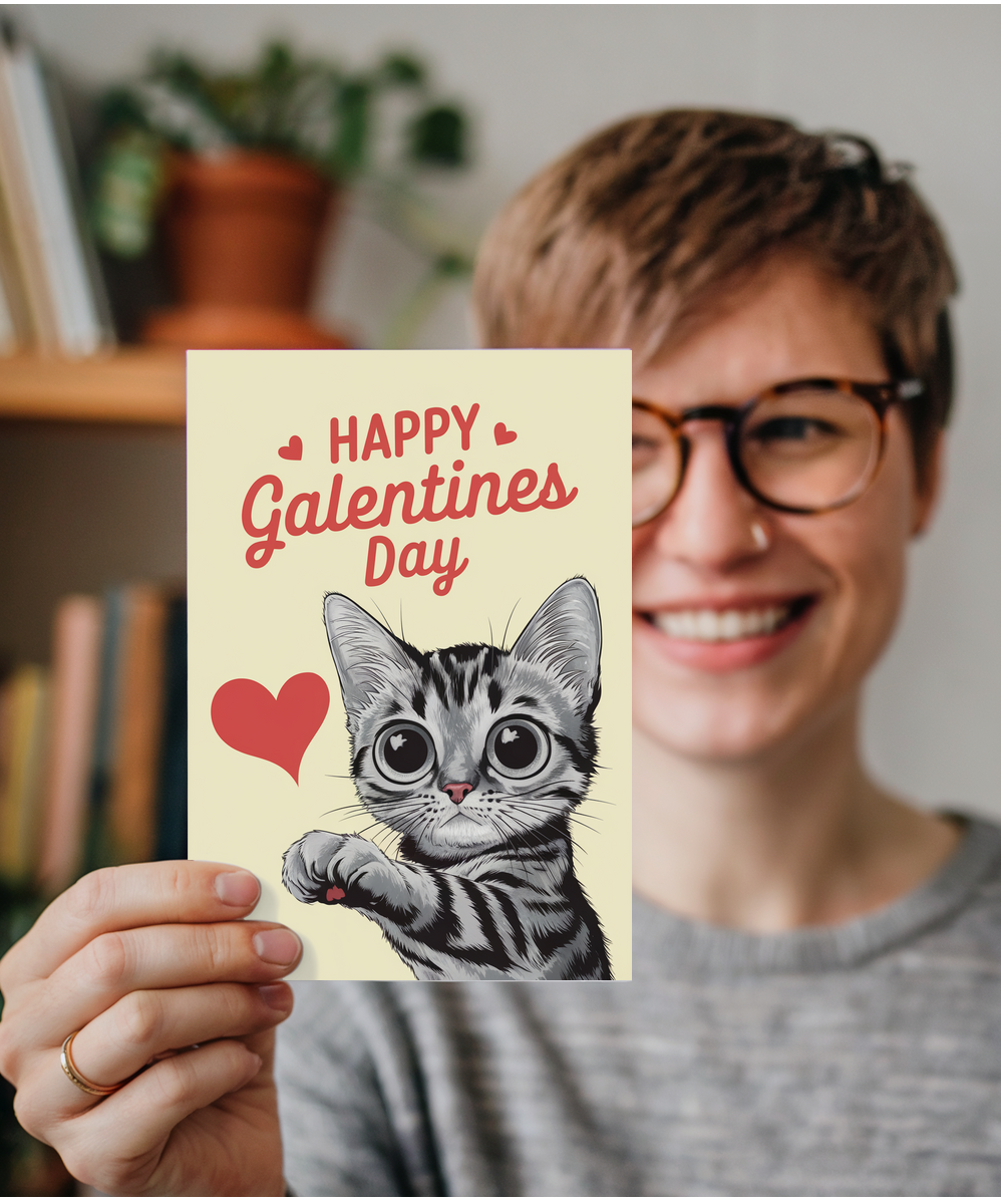 Happy Galentines Day Card Kitten cute love