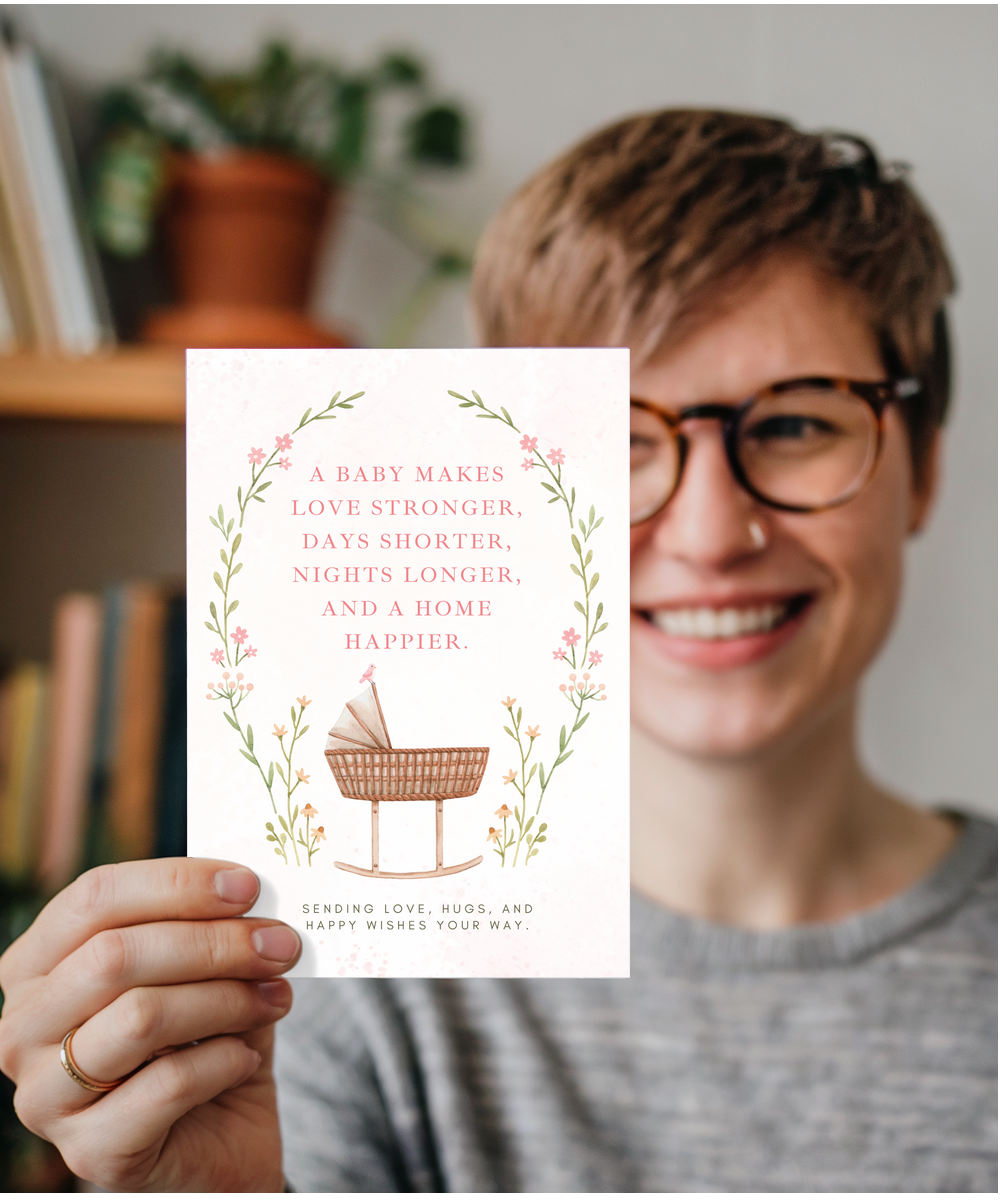pregnancy card sending love, hugs, and happy wishes