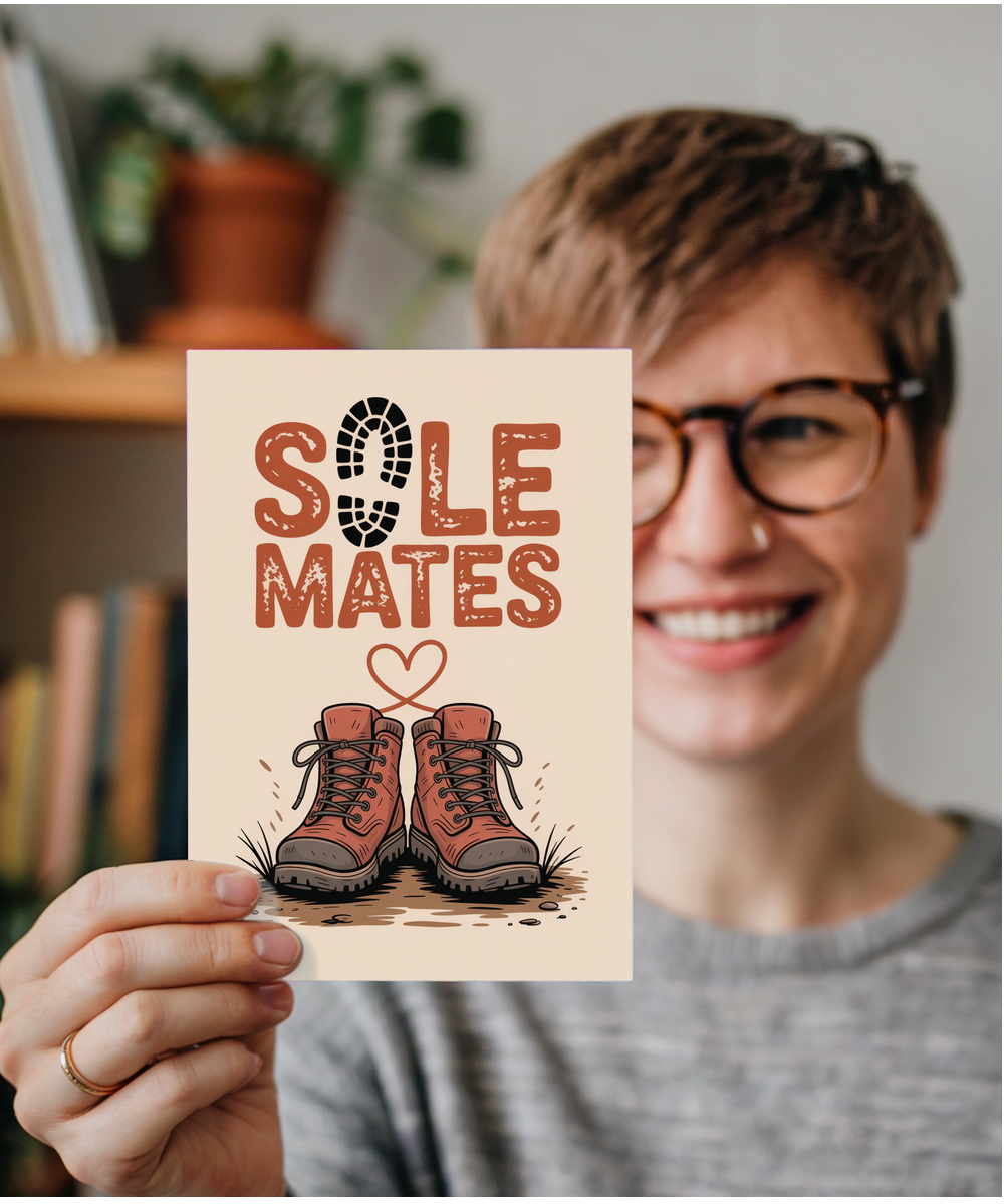 sole mates, hiking pun valentine's day anniversary