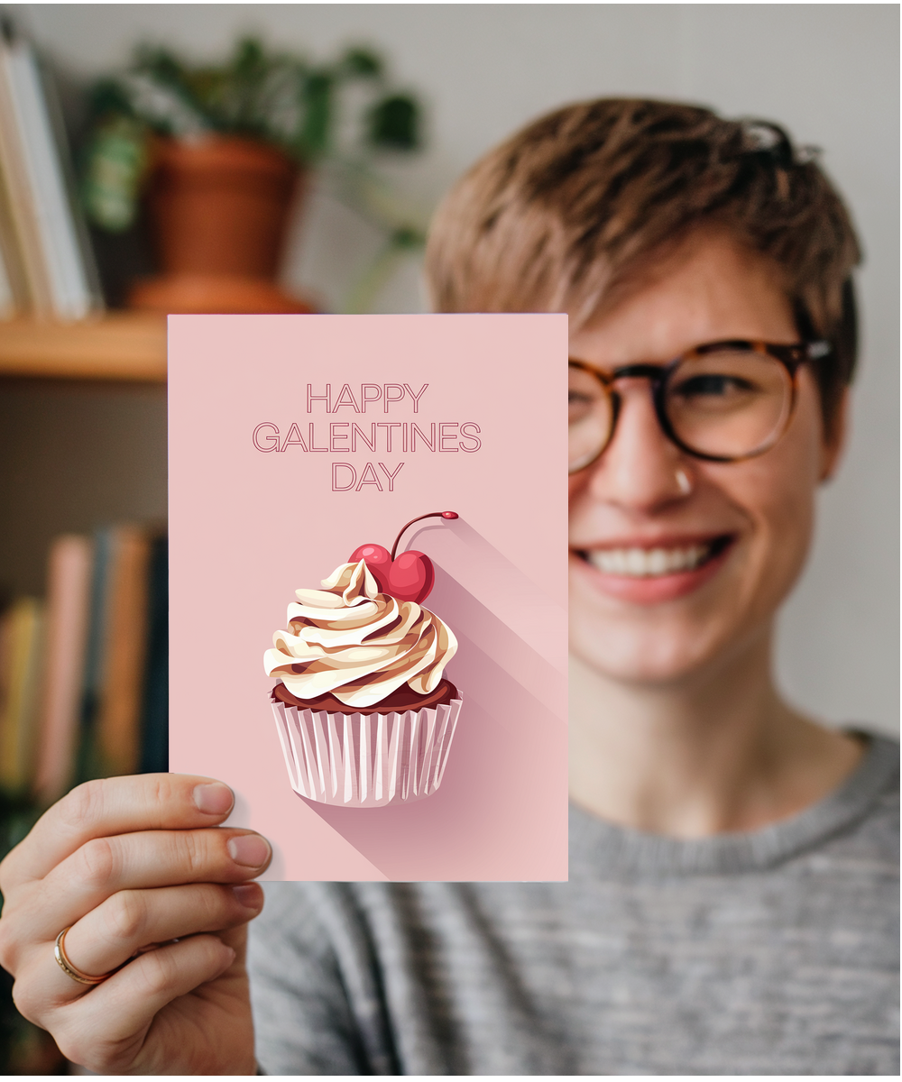 Happy Galentines Day Card cupcake