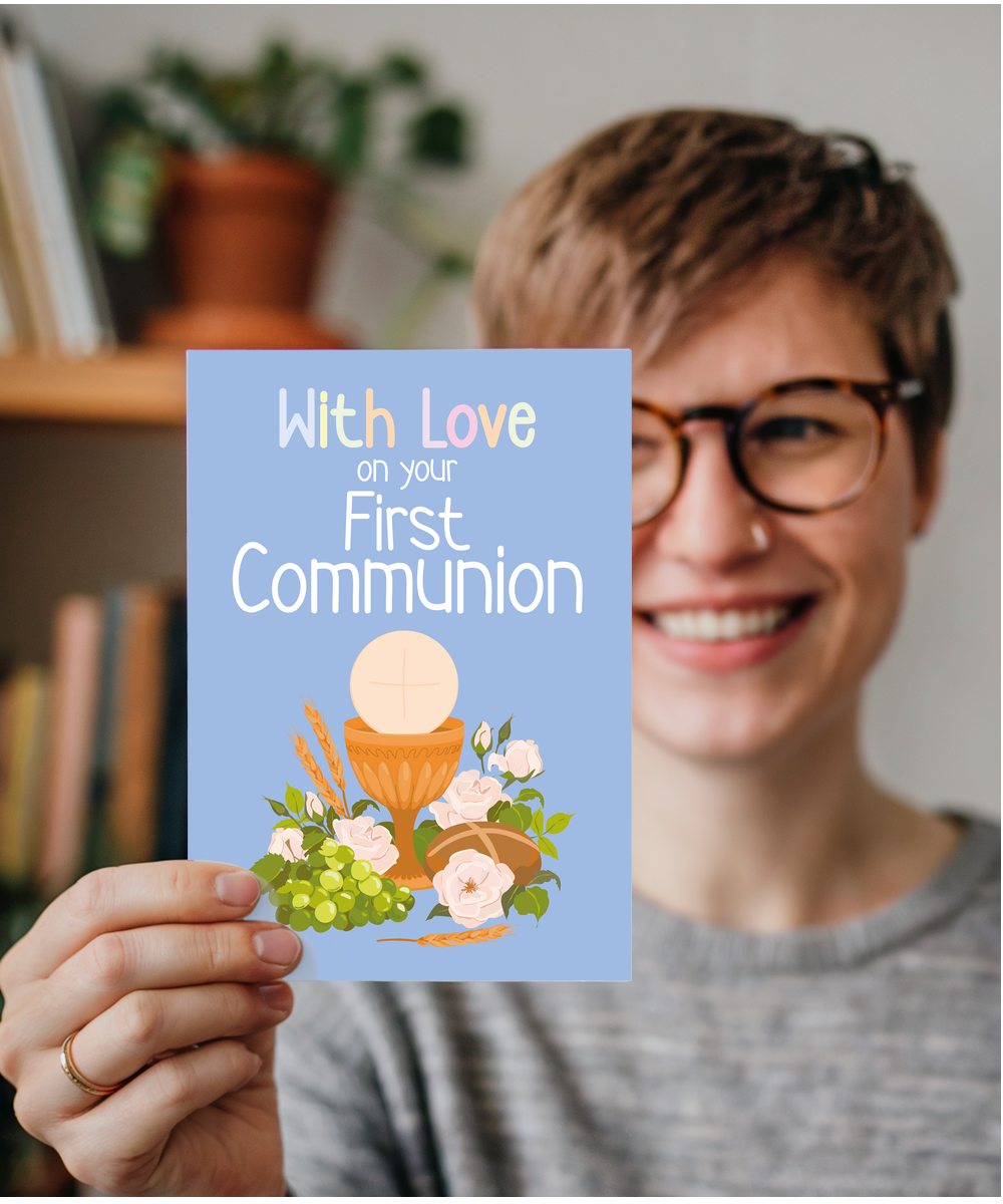 Childrens First Holy Communion Card with Love for Daughter and Son