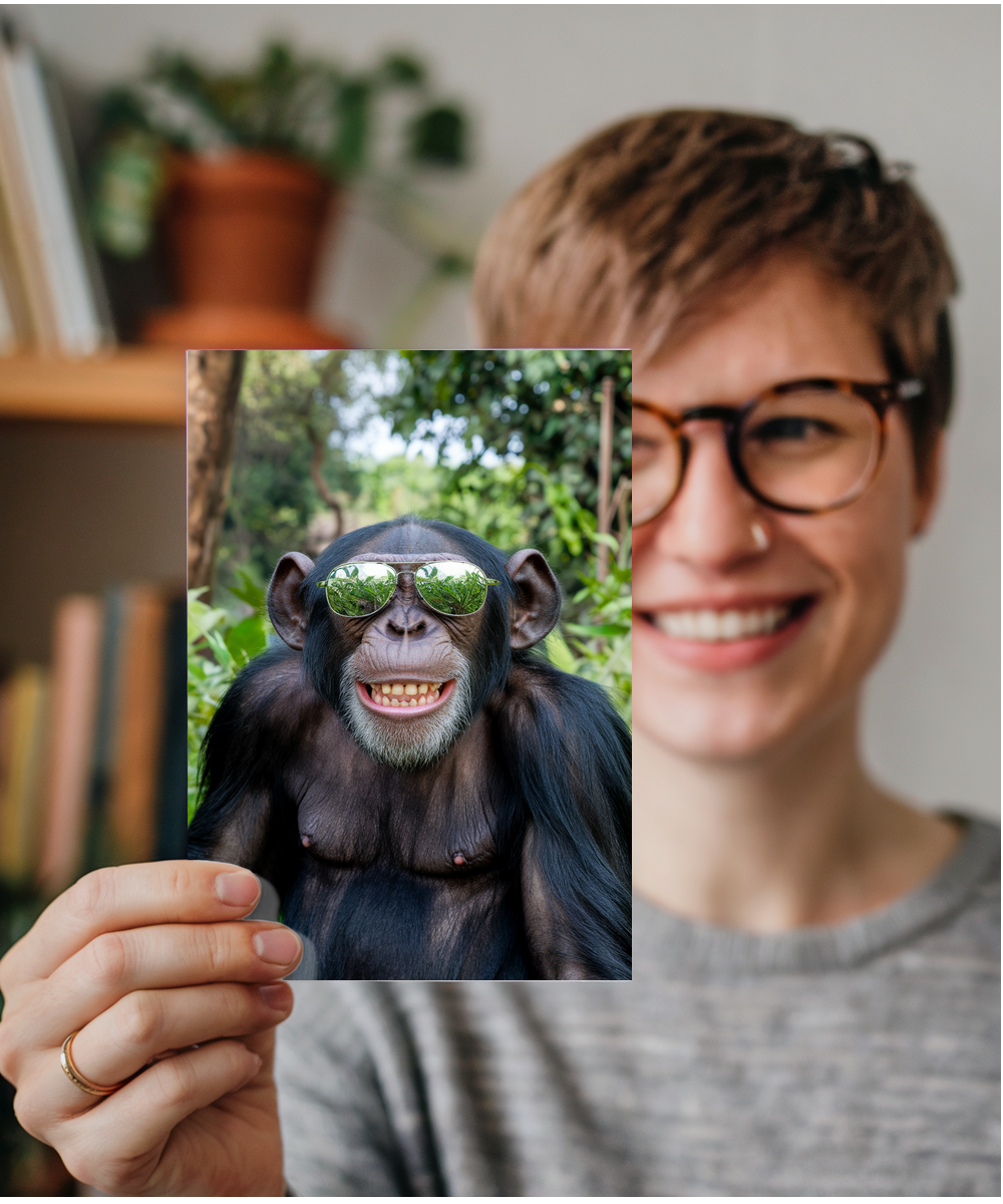 Chimpanzee in Reflective Glasses
