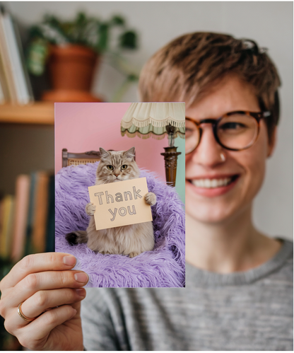 Thank You - Cat with a Thank-You Note