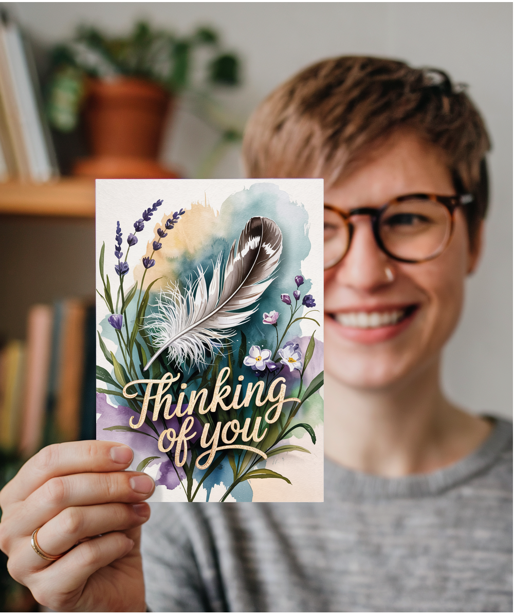 Sympathy Card for the Loss of Loved Ones Thinking of You with Feather Design
