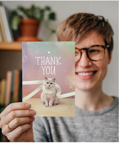 Thank You - Cat with a Ribbon