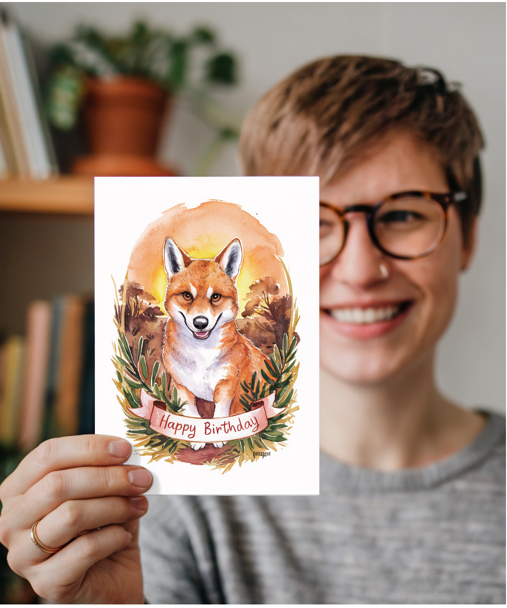 Happy Birthday cute dingo watercolour